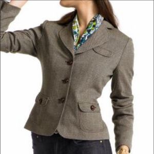 Banana Republic Fitted HACKING Tweed Blazer